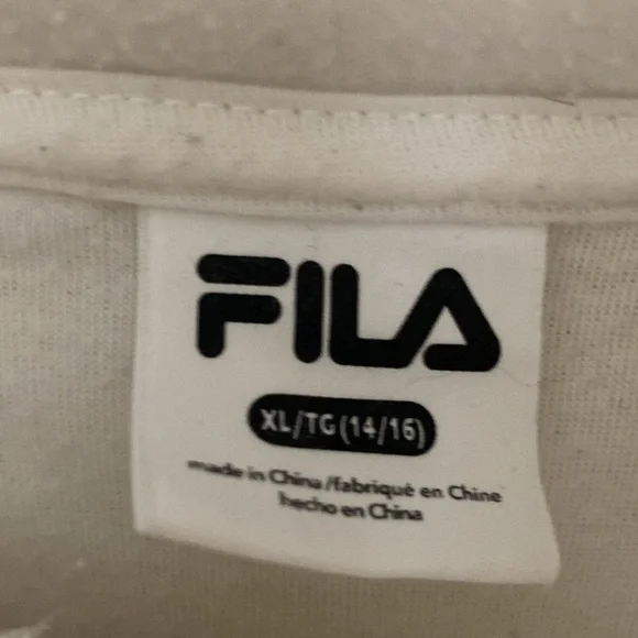 FILA Long sleeved Cream & Navy Fleece Teddy Bear Hoodie Girls size 14/16 X-Large - Picture 5 of 13